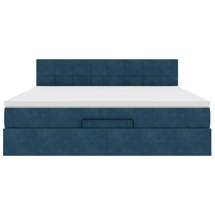 Cadre de lit ottoman avec matelas bleu foncé 200x200 cm velours - 6