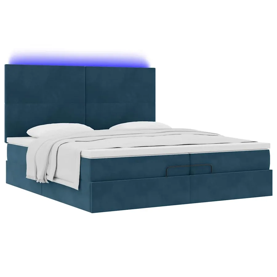 Cadre de lit ottoman avec matelas bleu foncé 200x200 cm velours - 6