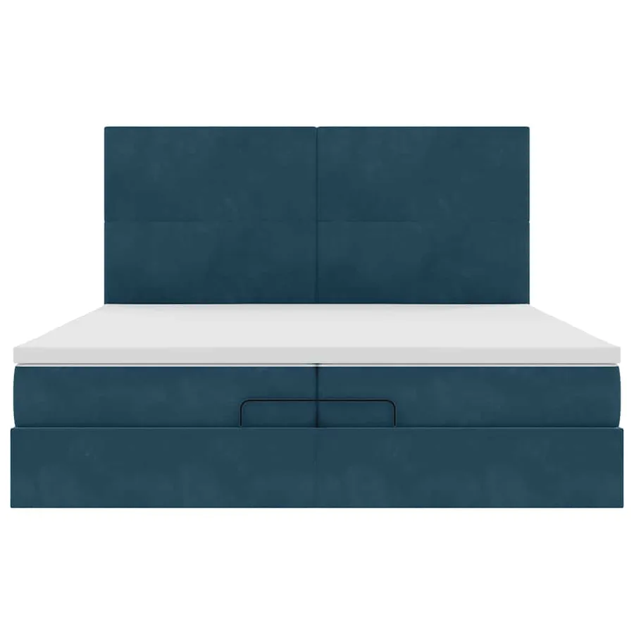 Cadre de lit ottoman avec matelas bleu foncé 200x200 cm velours - 8