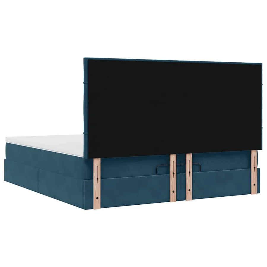Lit coffre avec matelas et LED velours bleu foncé 200x200cm - 10