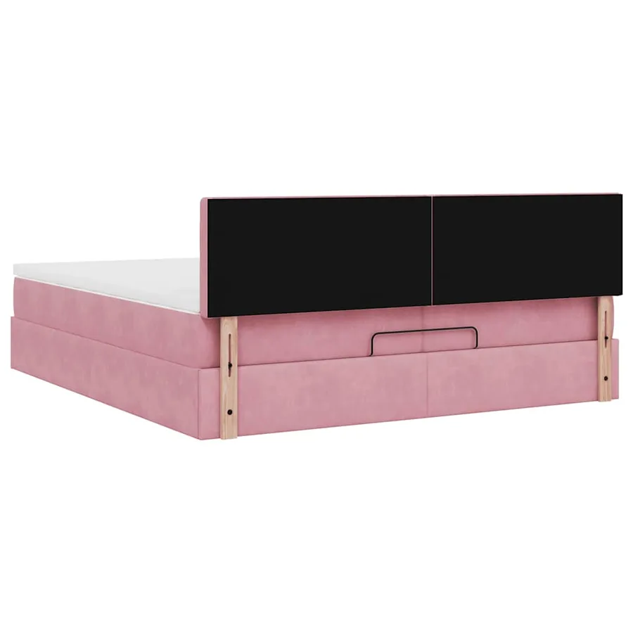 Cadre de lit ottoman avec matelas rose 200x200 cm velours - 11