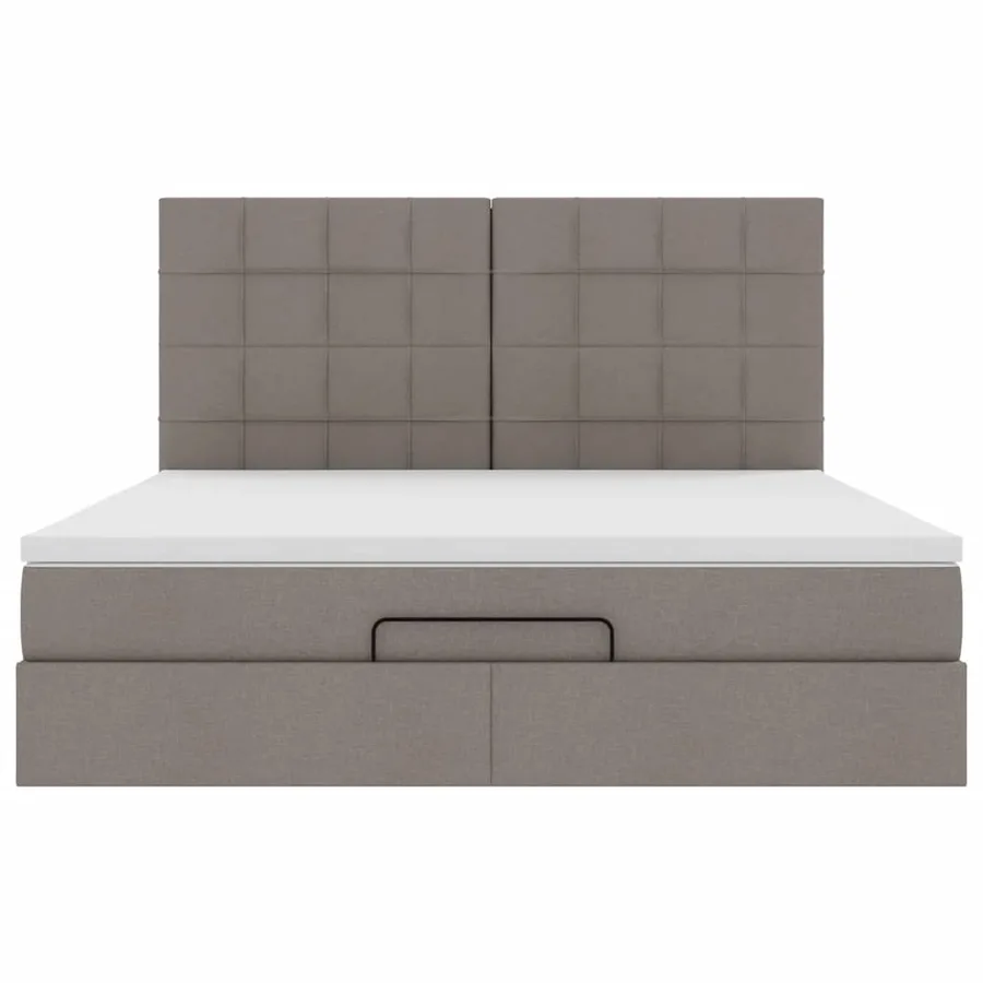 Cadre de lit ottoman avec matelas taupe 180x200 cm tissu - 8