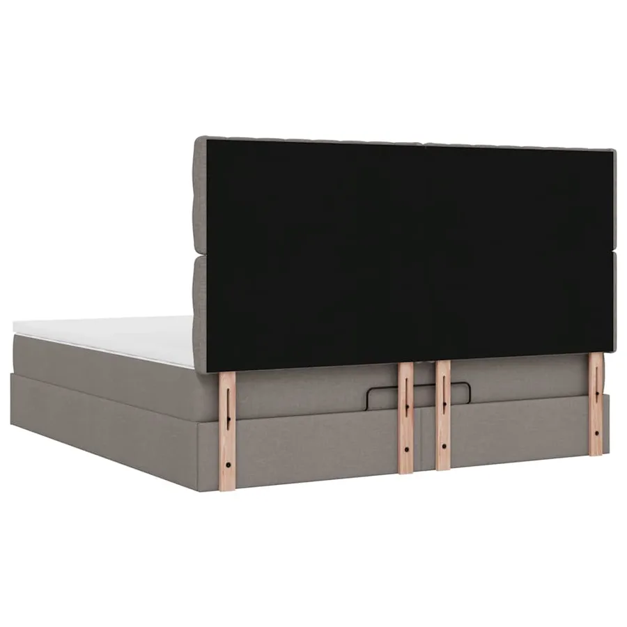 Cadre de lit ottoman avec matelas taupe 180x200 cm tissu - 12
