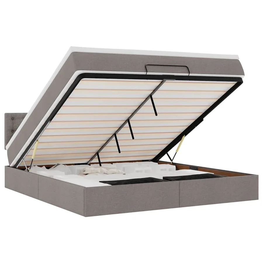 Lit ottoman avec matelas et LED Taupe 180x200cm tissu - 2