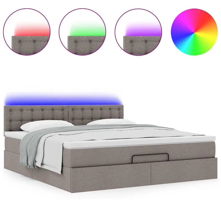 Lit ottoman avec matelas et LED Taupe 180x200cm tissu - 5