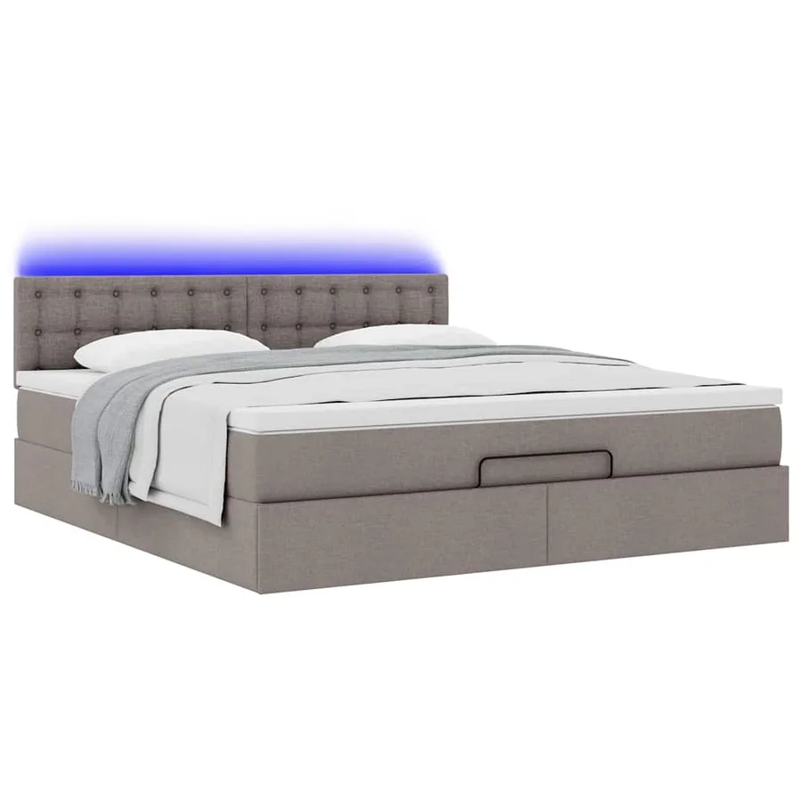Lit ottoman avec matelas et LED Taupe 180x200cm tissu - 6