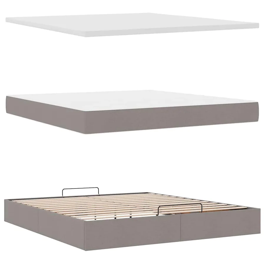 Lit ottoman avec matelas et LED Taupe 180x200cm tissu - 9