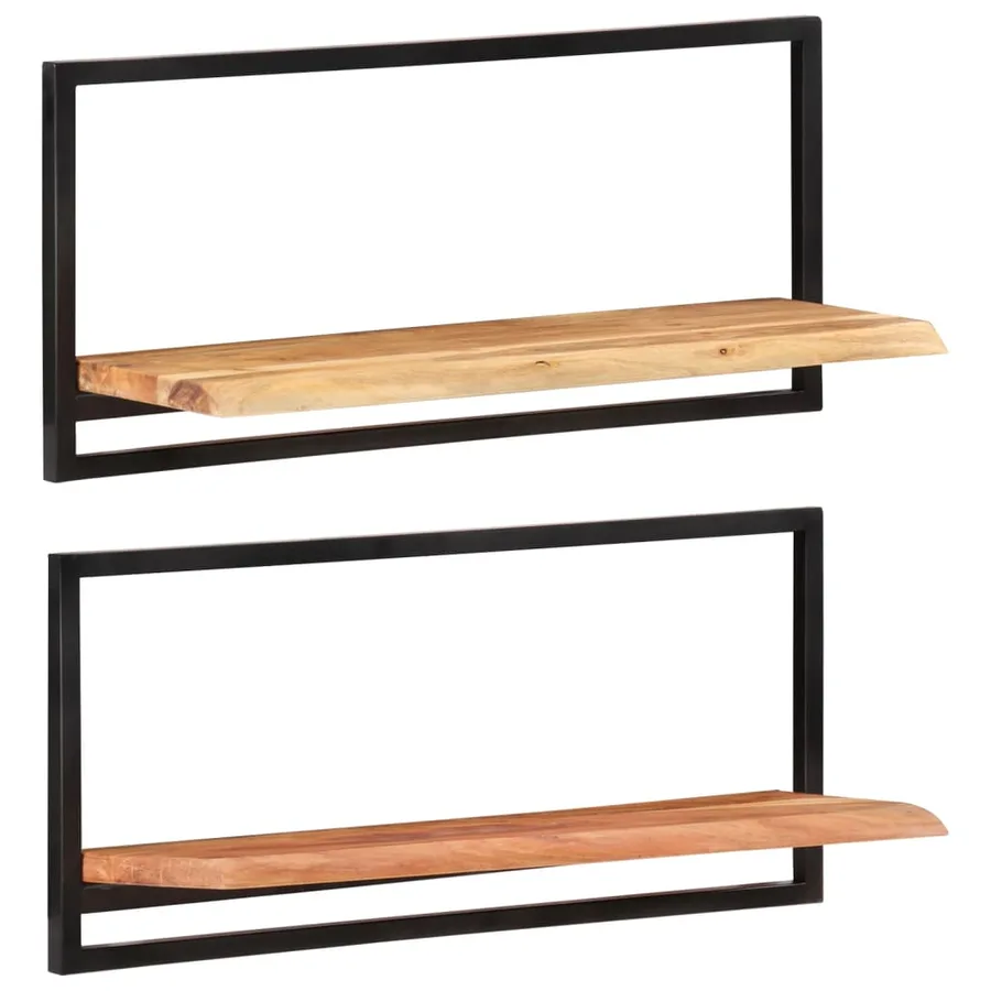 Étagères murales 2 pcs 80x25x35 cm Bois d'acacia et acier - 8