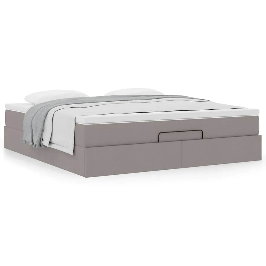 Cadre de lit ottoman avec matelas taupe 180x200 cm tissu - 4