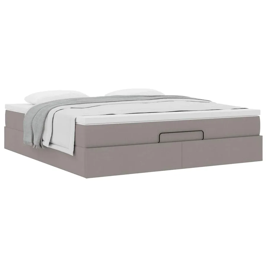 Cadre de lit ottoman avec matelas taupe 180x200 cm tissu - 5