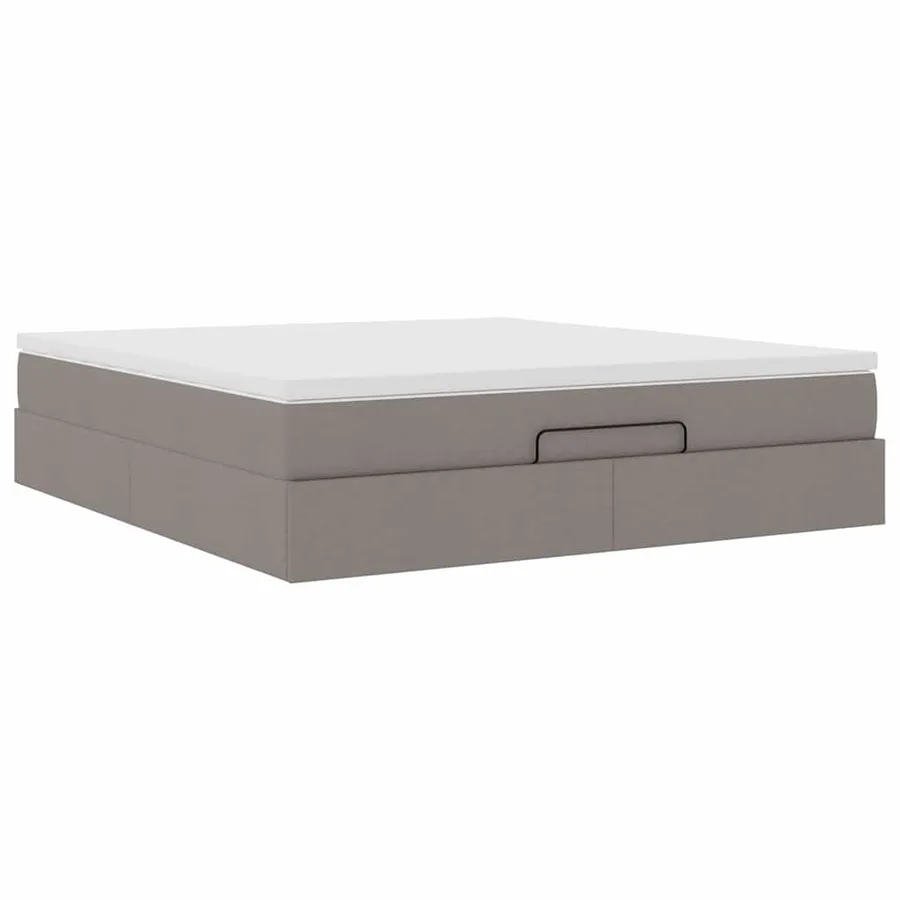 Cadre de lit ottoman avec matelas taupe 180x200 cm tissu - 6