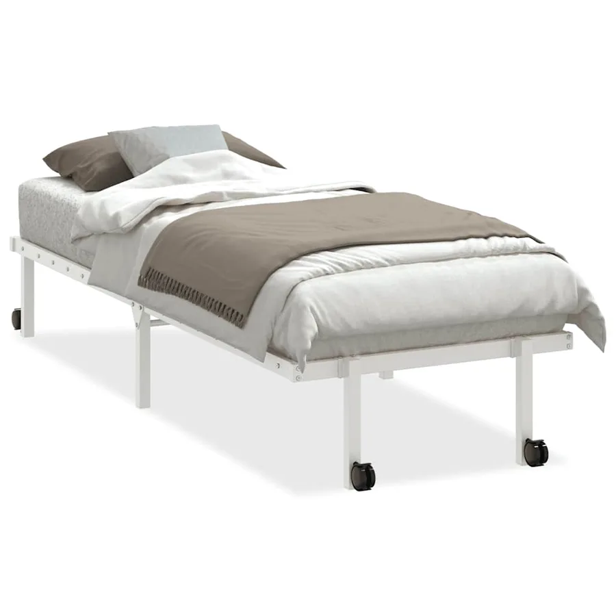 Cadre de lit sans matelas pliable blanc 75x190 cm acier - 2