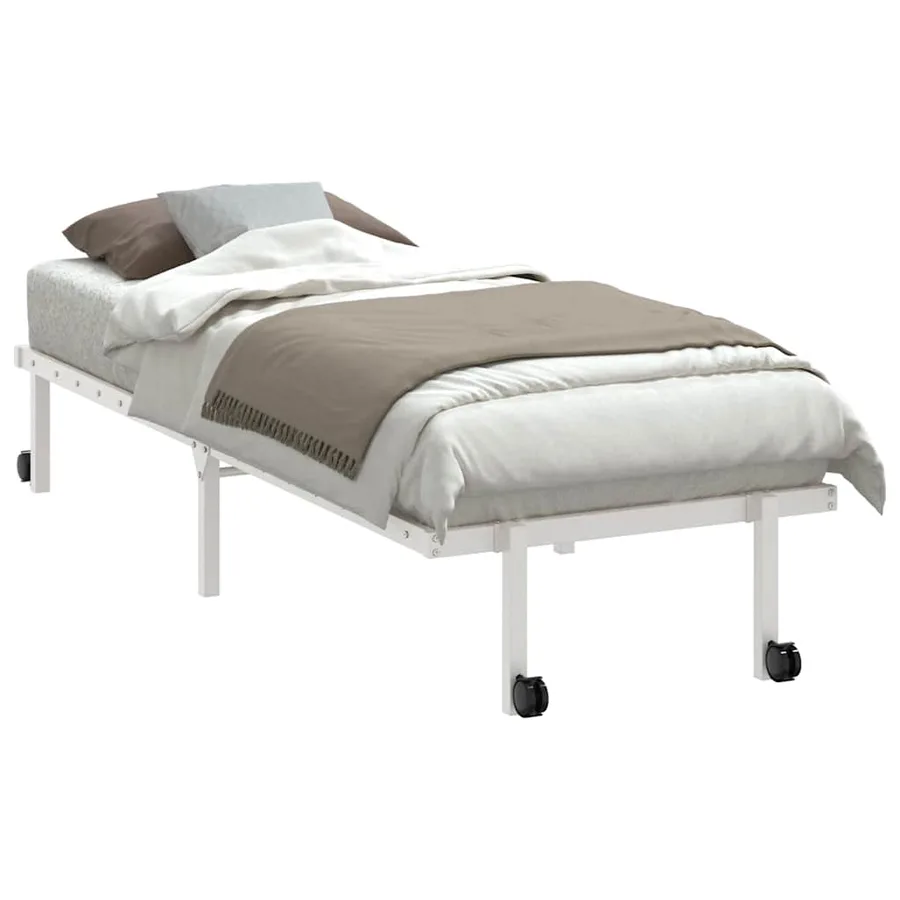 Cadre de lit sans matelas pliable blanc 75x190 cm acier - 3