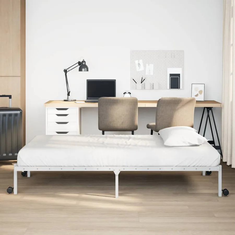 Cadre de lit sans matelas pliable blanc 75x190 cm acier - 4