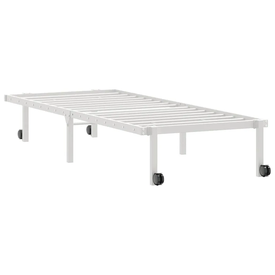 Cadre de lit sans matelas pliable blanc 75x190 cm acier - 8