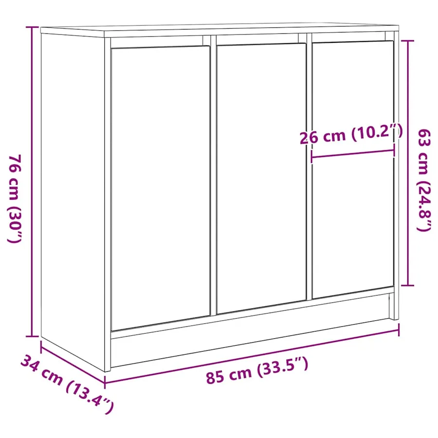 Buffet chêne artisanal 85x34x76 cm bois d'ingénierie - 13