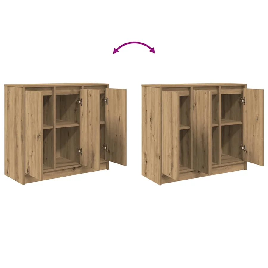 Buffet chêne artisanal 85x34x76 cm bois d'ingénierie - 9
