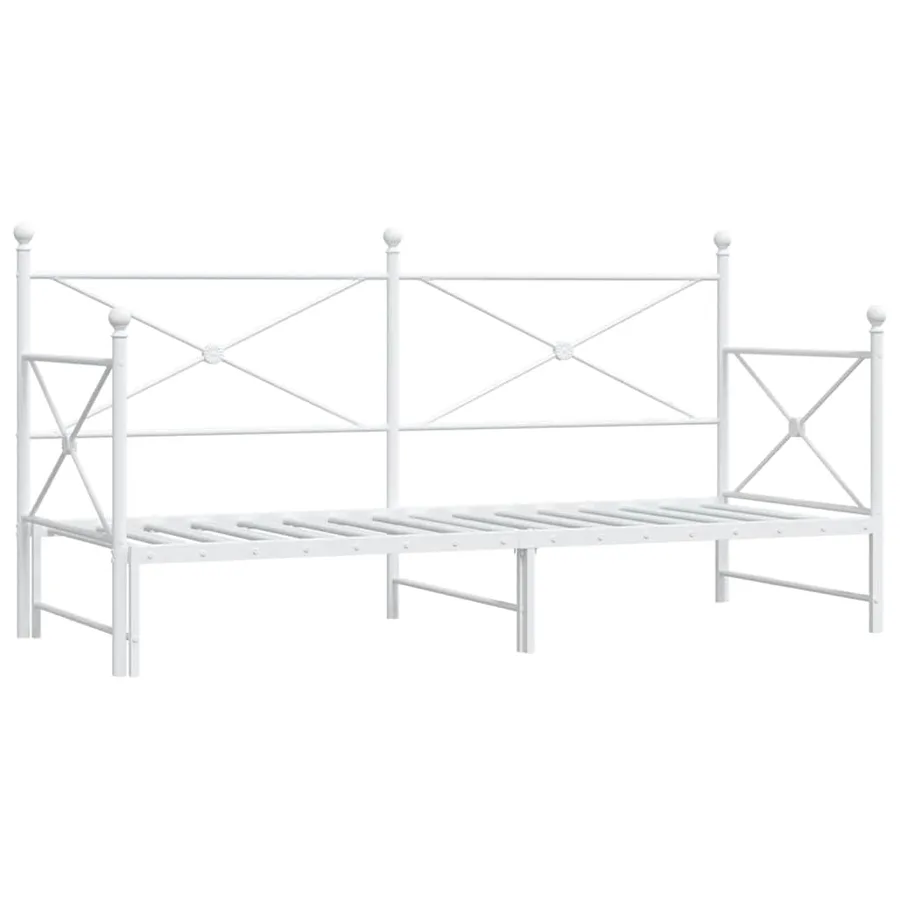 Lit de jour avec lit gigogne sans matelas blanc 80x200 cm acier - 2
