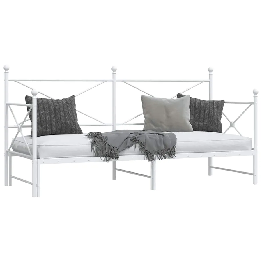 Lit de jour avec lit gigogne sans matelas blanc 80x200 cm acier - 5