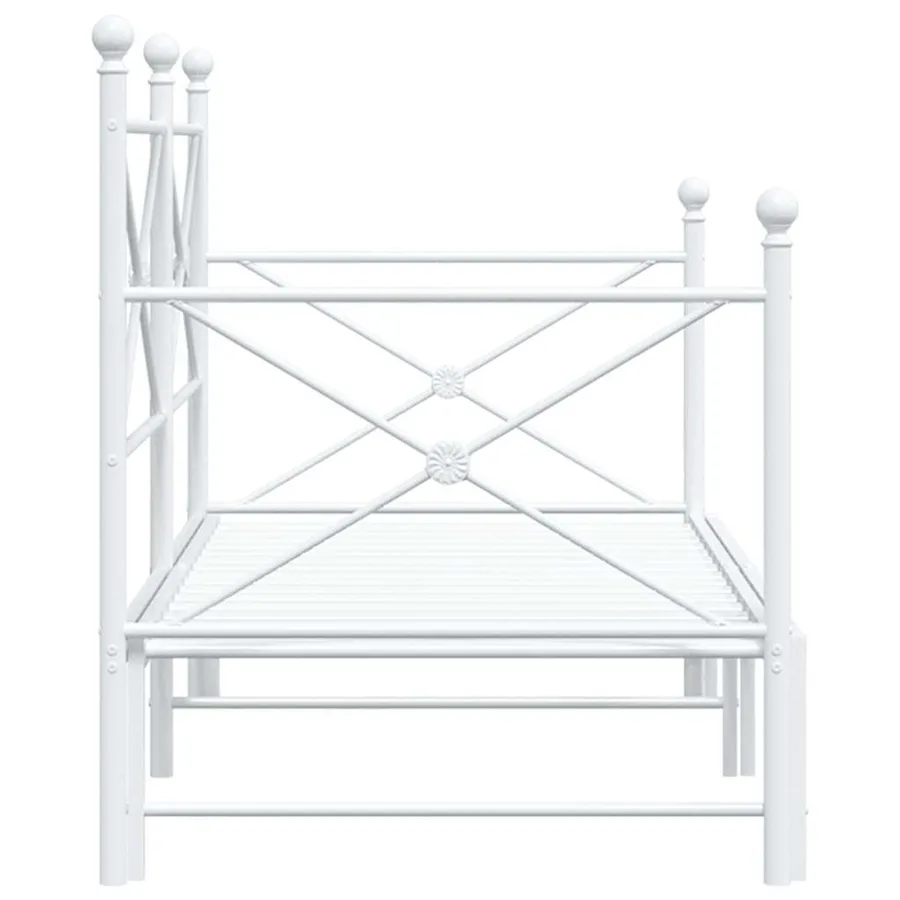 Lit de jour avec lit gigogne sans matelas blanc 80x200 cm acier - 7