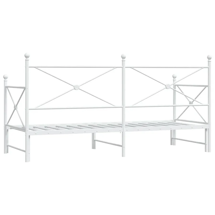 Lit de jour avec lit gigogne sans matelas blanc 80x200 cm acier - 8