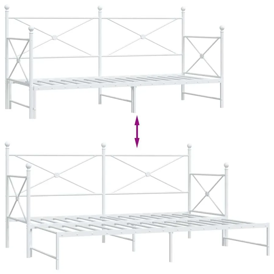 Lit de jour avec lit gigogne sans matelas blanc 80x200 cm acier - 9