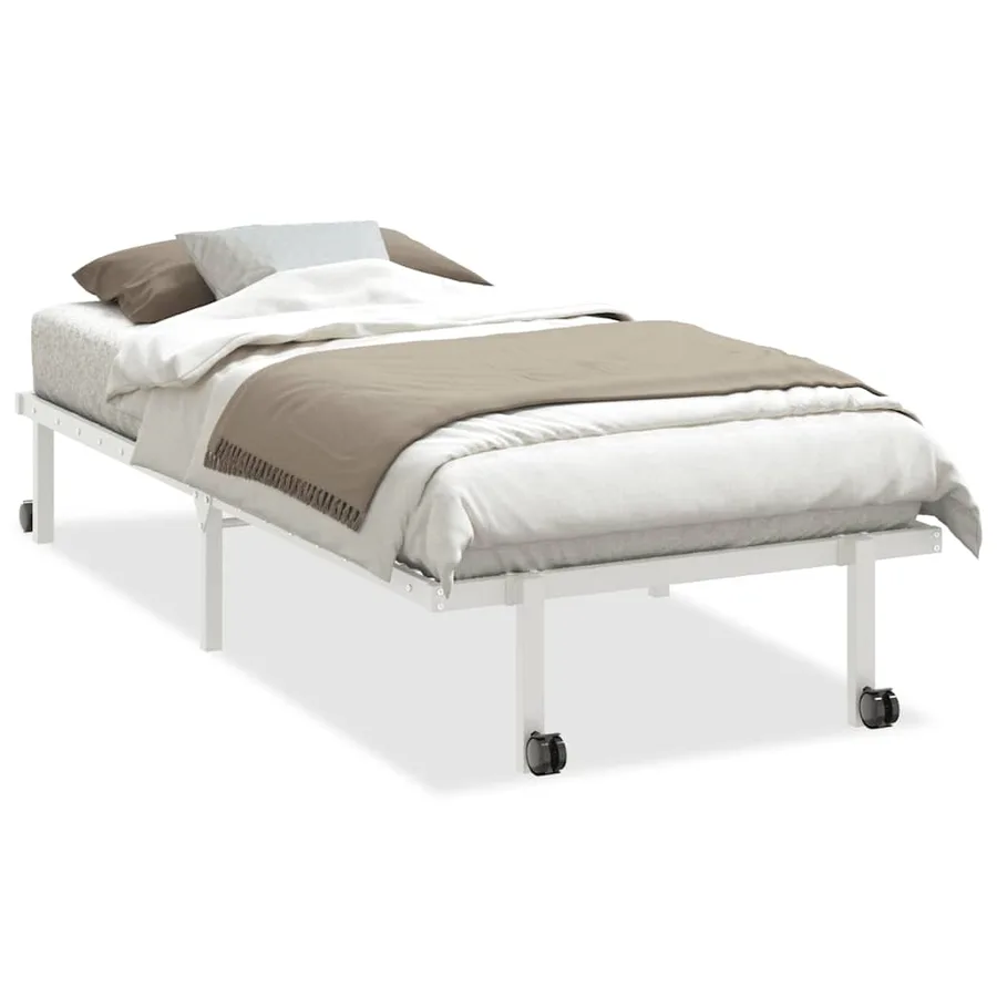 Cadre de lit sans matelas pliable blanc 90x190 cm acier - 2