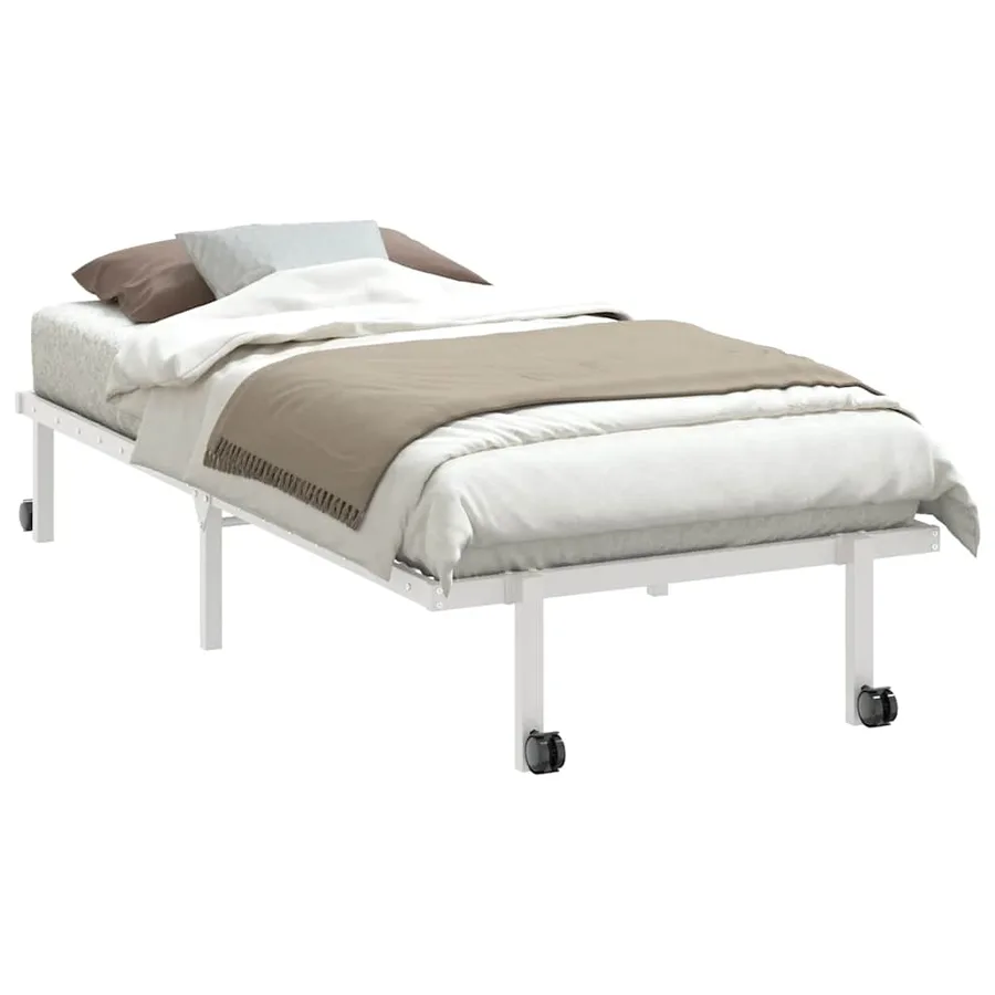 Cadre de lit sans matelas pliable blanc 90x190 cm acier - 3