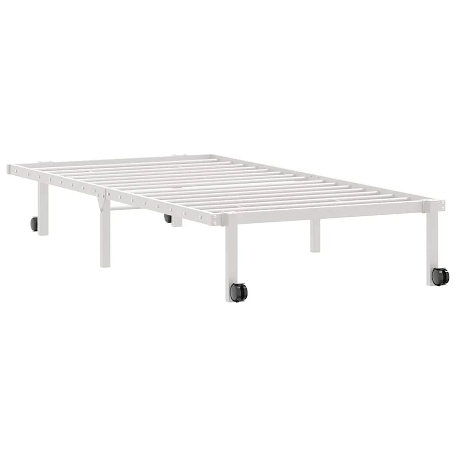 Cadre de lit sans matelas pliable blanc 90x190 cm acier - 8