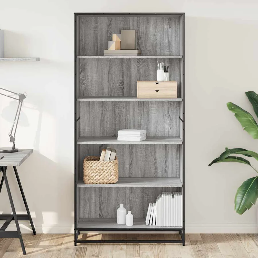 Bibliothèque sonoma gris 80,5x35x170,5 cm bois d'ingénierie - 3