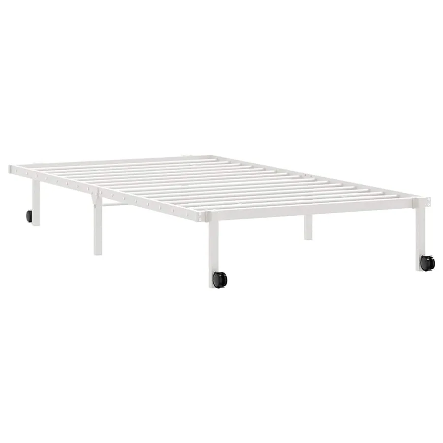 Cadre de lit sans matelas pliable blanc 107x203 cm acier - 8