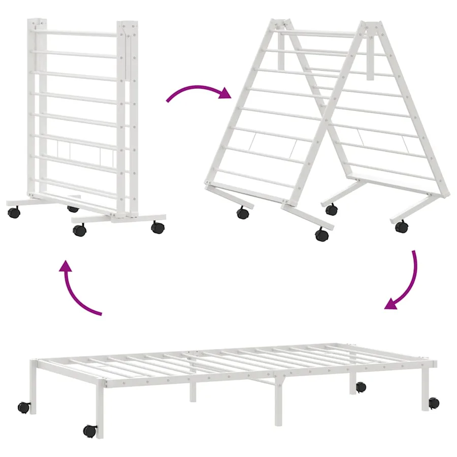 Cadre de lit sans matelas pliable blanc 107x203 cm acier - 9