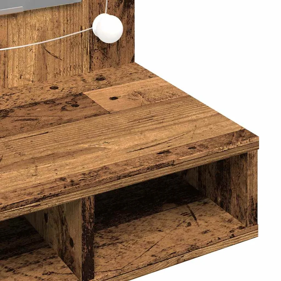 Armoire à miroir avec LED vieux bois 90x31,5x62 cm - 11
