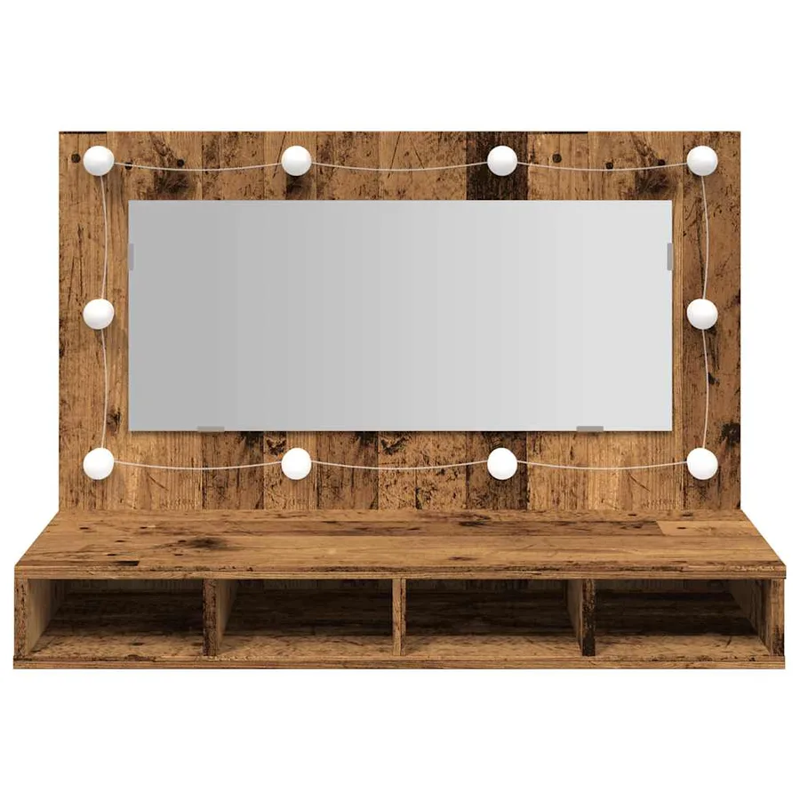 Armoire à miroir avec LED vieux bois 90x31,5x62 cm - 5