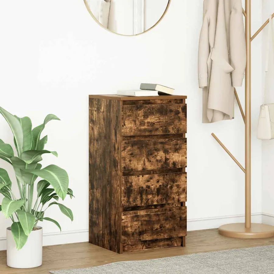 Buffet chêne fumé 37,5x35x76 cm bois d'ingénierie