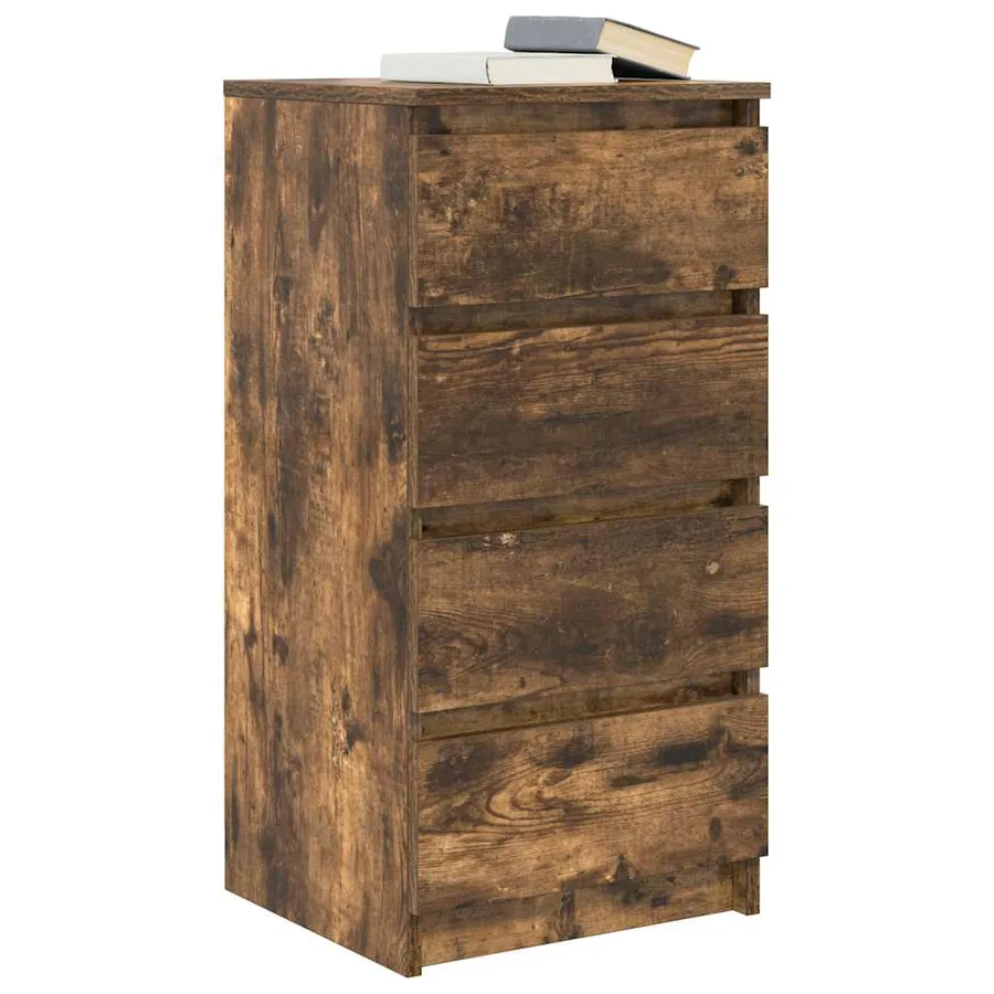 Buffet chêne fumé 37,5x35x76 cm bois d'ingénierie - 4