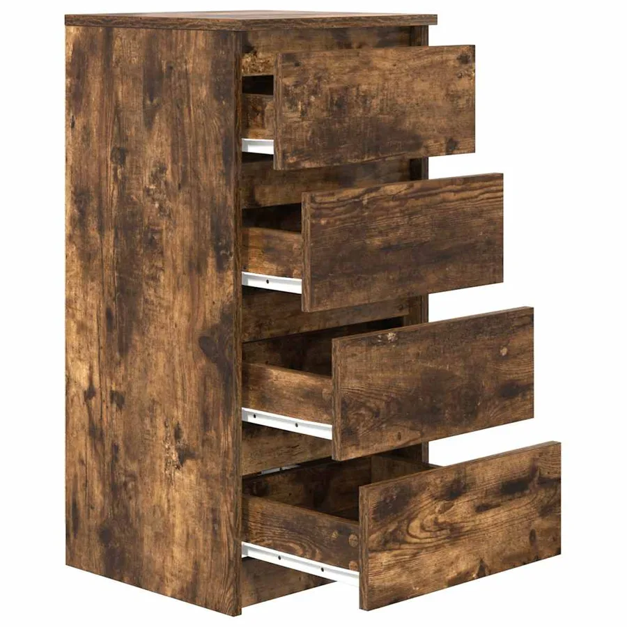 Buffet chêne fumé 37,5x35x76 cm bois d'ingénierie - 5