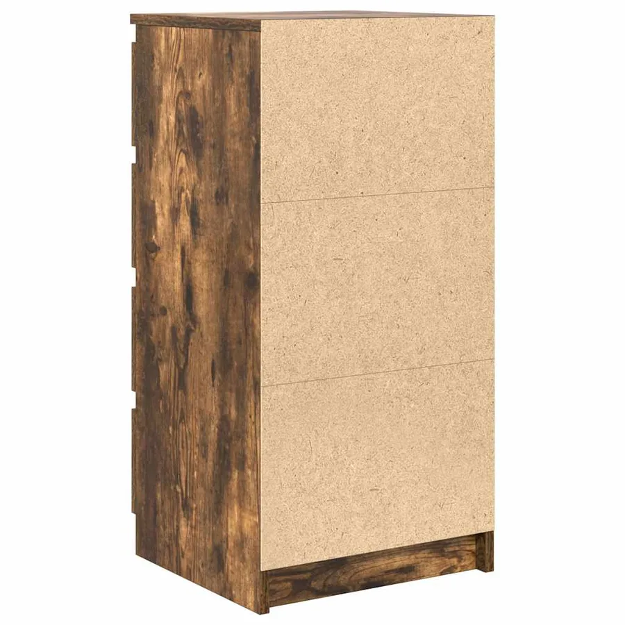 Buffet chêne fumé 37,5x35x76 cm bois d'ingénierie - 8