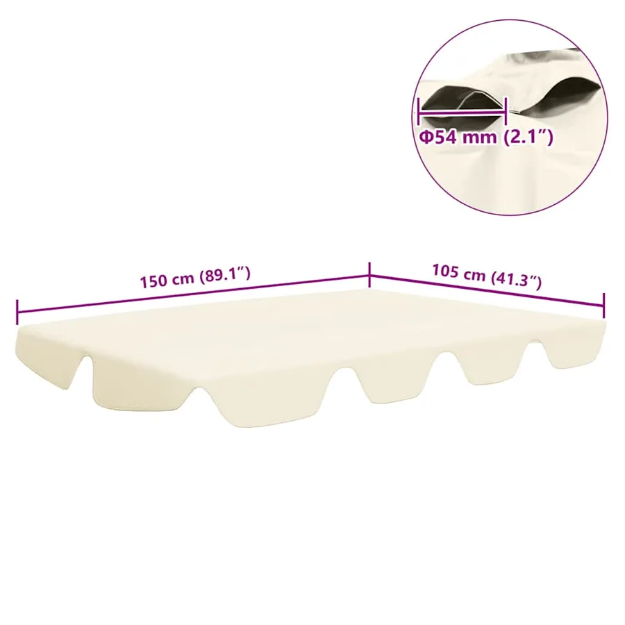 Toit de rechange de balançoire crème 150/130x105/70 cm - 7