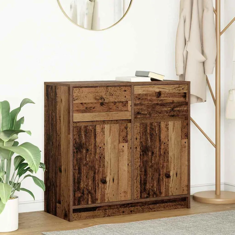 Buffet avec tiroir vieux bois 80x34x76 cm bois d'ingénierie