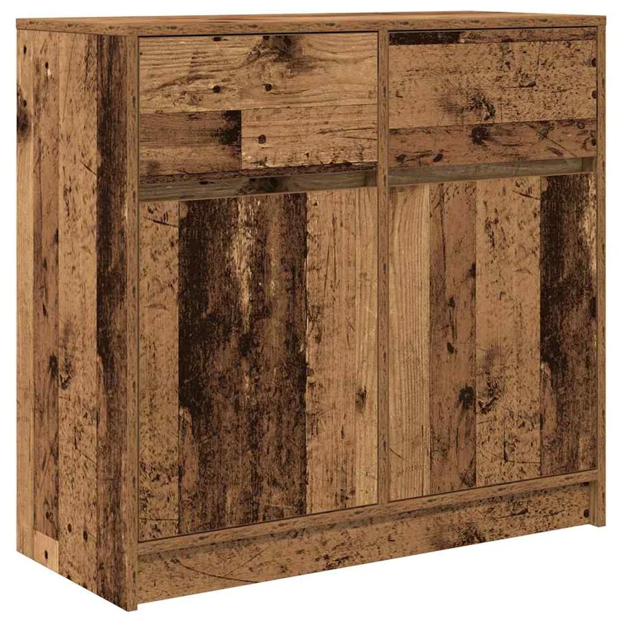 Buffet avec tiroir vieux bois 80x34x76 cm bois d'ingénierie - 2
