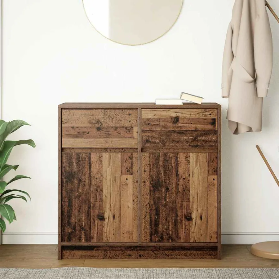 Buffet avec tiroir vieux bois 80x34x76 cm bois d'ingénierie - 3