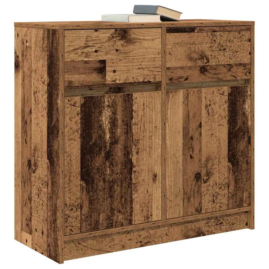 Buffet avec tiroir vieux bois 80x34x76 cm bois d'ingénierie - 4