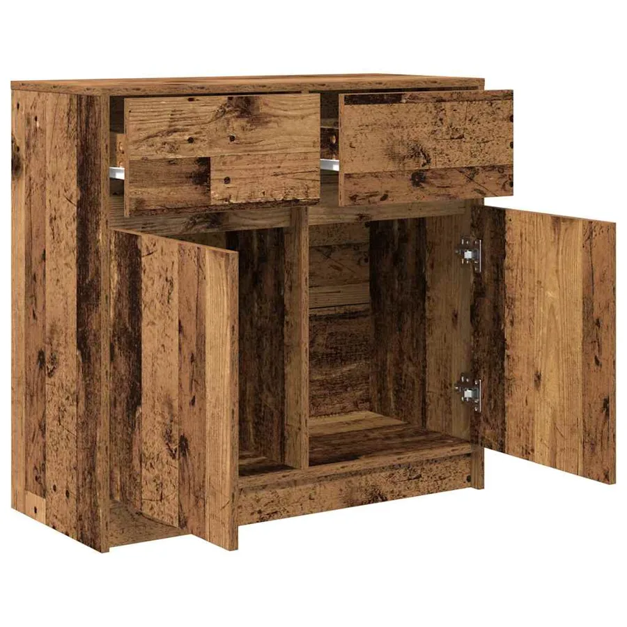 Buffet avec tiroir vieux bois 80x34x76 cm bois d'ingénierie - 5