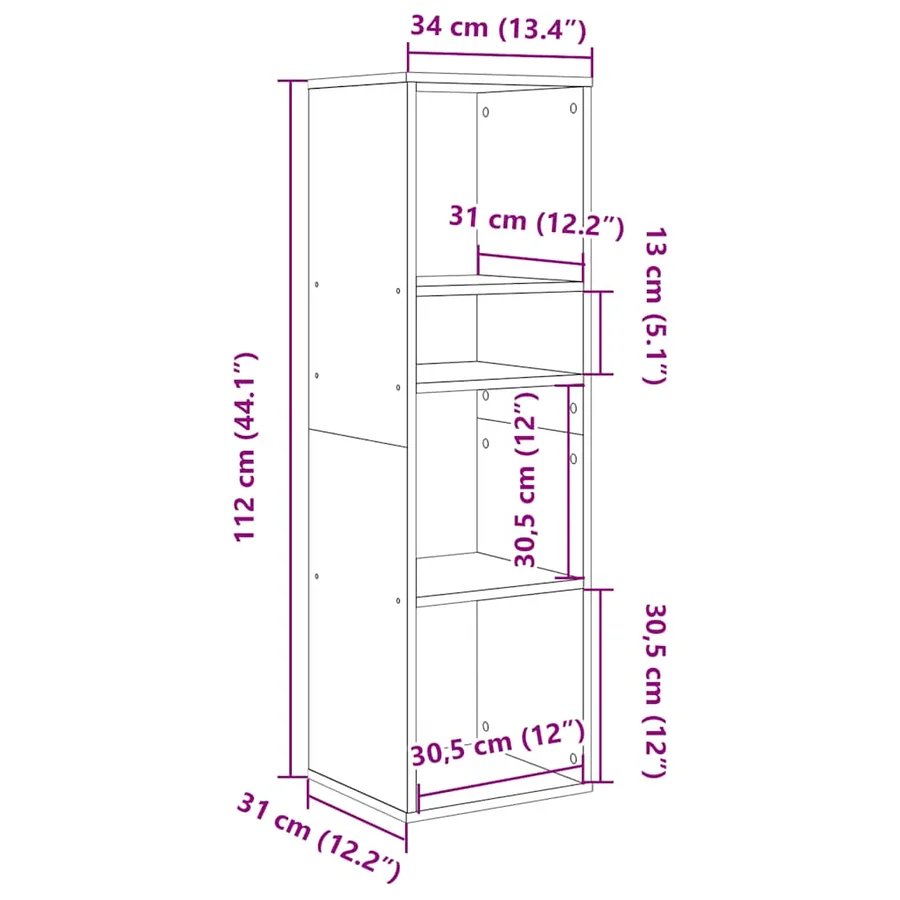Bibliothèque chêne marron 34x31x112 cm bois d'ingénierie - 9