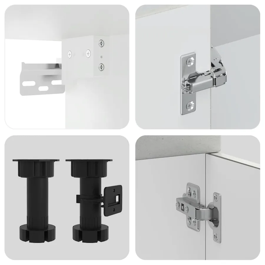 Ensemble de 8 meubles de cuisine "Lucca" en bois d'ingénierie gris béton - 6