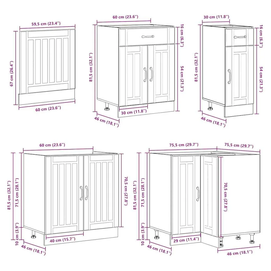Ensemble d'armoires de cuisine 11 pcs Lucca bois d'ingénierie - 10