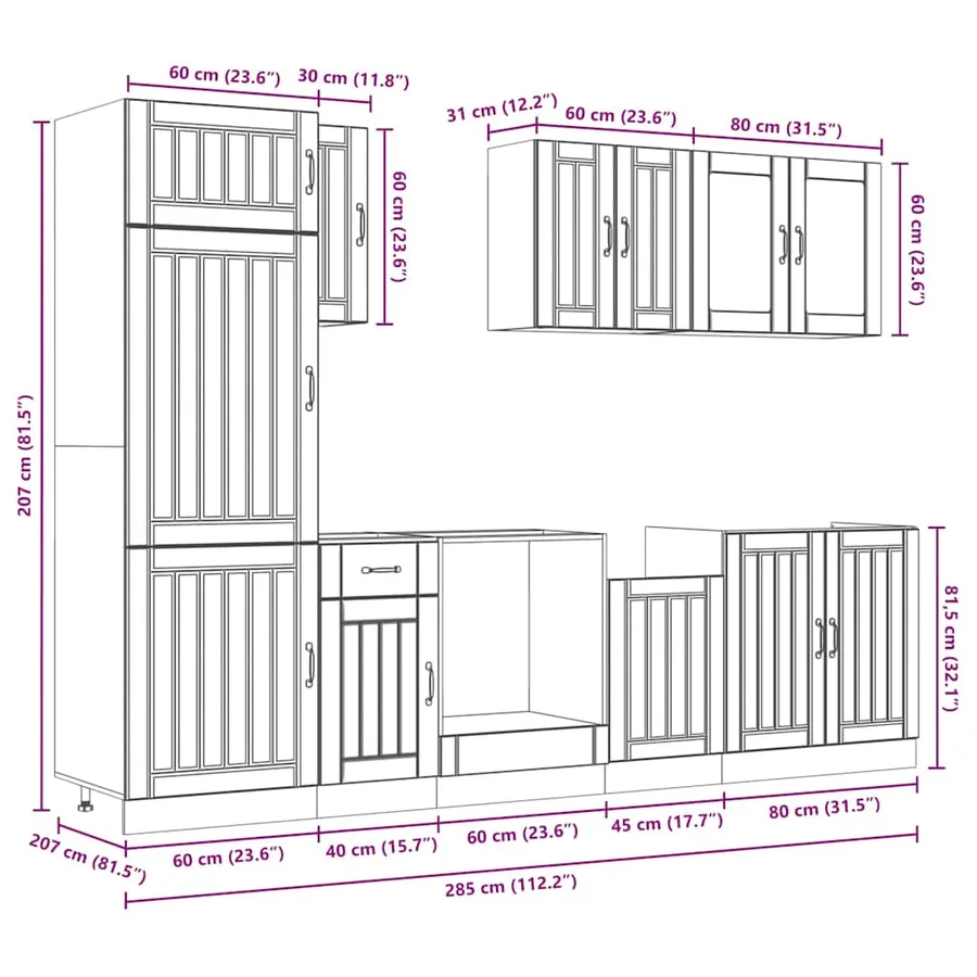 Ensemble d'armoires de cuisine 8 pcs Kalmar bois d'ingénierie - 11