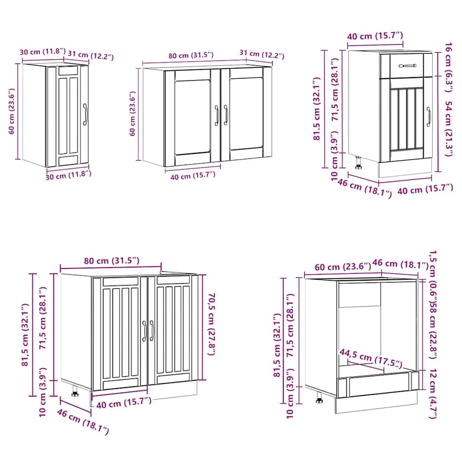 Ensemble d'armoires de cuisine 8 pcs Kalmar bois d'ingénierie - 9