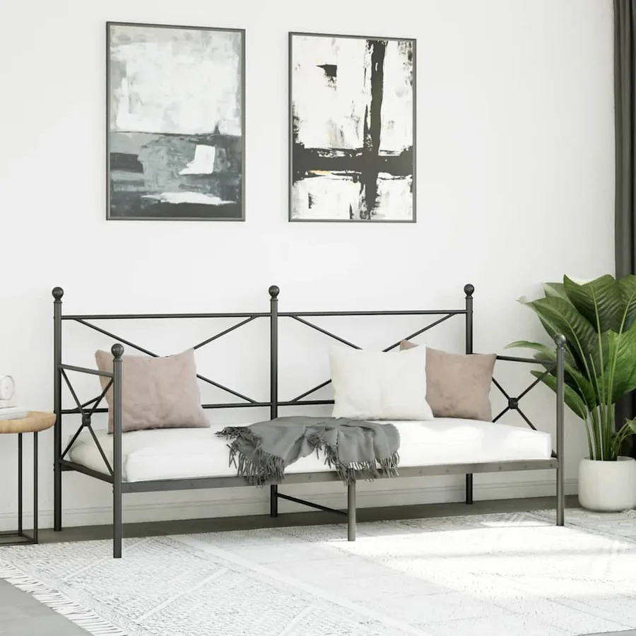 Lit de repos sans matelas noir 80x200 cm acier - 3